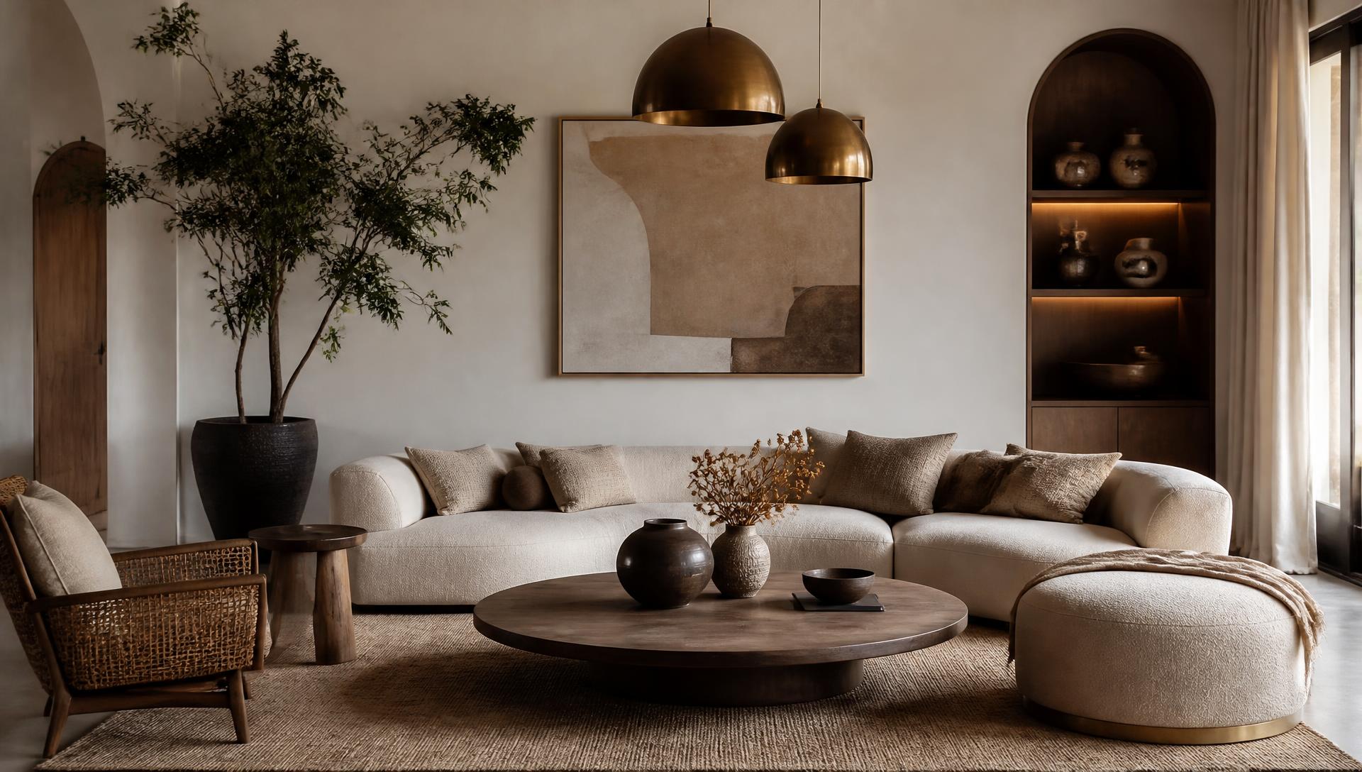 Elegant modern living room with warm neutral décor